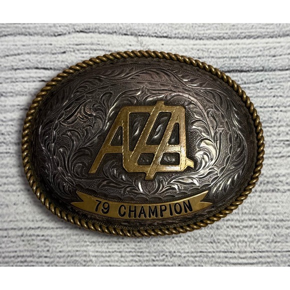 Vtg Silver King Sterling Silver '79 Champion Cowboy Western Trophy Belt Buckle